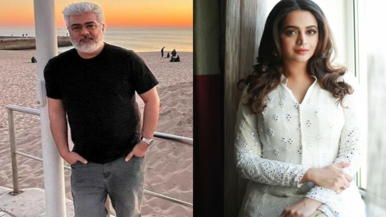 Ajith Kumar meets with his Aasal co-star Bhavana during Vidaa Muyarchi shoot